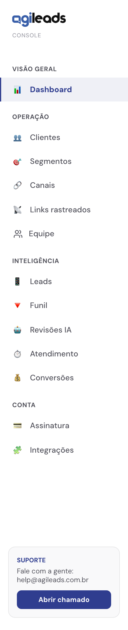 Menu do admin